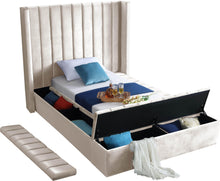 Load image into Gallery viewer, Kiki Cream Velvet Twin Bed (3 Boxes)
