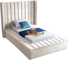 Load image into Gallery viewer, Kiki Cream Velvet Twin Bed (3 Boxes) image
