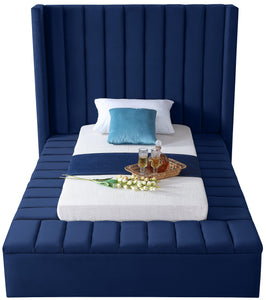 Kiki Navy Velvet Twin Bed (3 Boxes)