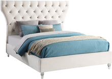 Load image into Gallery viewer, Kira Cream Velvet Queen Bed
