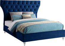 Load image into Gallery viewer, Kira Navy Velvet Queen Bed
