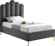 Load image into Gallery viewer, Lily Grey Velvet Twin Bed
