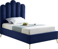 Load image into Gallery viewer, Lily Navy Velvet Twin Bed
