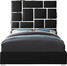 Load image into Gallery viewer, Milan Black Faux Leather Queen Bed
