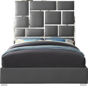 Milan Grey Faux Leather Queen Bed