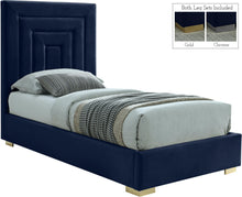 Load image into Gallery viewer, Nora Navy Velvet Twin Bed
