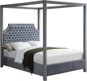 Rowan Grey Velvet Queen Bed (3 Boxes)