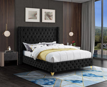 Load image into Gallery viewer, Savan Black Velvet Full Bed
