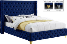 Load image into Gallery viewer, Savan Navy Velvet King Bed

