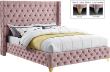 Load image into Gallery viewer, Savan Pink Velvet Queen Bed
