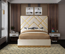 Load image into Gallery viewer, Vector Cream  Velvet Queen Bed
