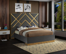 Load image into Gallery viewer, Vector Grey Velvet Queen Bed
