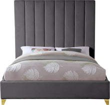 Load image into Gallery viewer, Via Grey Velvet Full Bed

