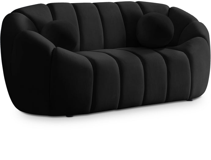 Elijah Black Velvet Loveseat image