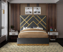 Load image into Gallery viewer, Vector Grey Velvet King Bed
