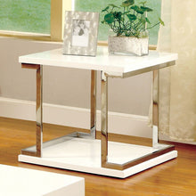 Load image into Gallery viewer, MEDA White/Chrome End Table, White image
