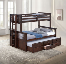 Load image into Gallery viewer, University Twin/Full Bunk Bed Grey, Walnut, &amp; White
