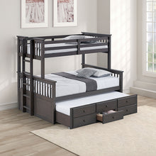 Load image into Gallery viewer, University Twin/Full Bunk Bed Grey, Walnut, &amp; White

