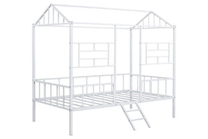 Rhonda Twin Loft Bed White, Silver, & Black