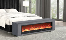 Load image into Gallery viewer, Elnath Bench w/ Visual Wood Log Fireplace Gray
