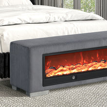 Load image into Gallery viewer, Elnath Bench w/ Visual Wood Log Fireplace Gray
