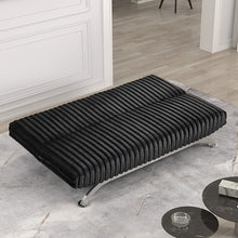 Load image into Gallery viewer, Villeneuve Futon Sofa Bed Black, Pink, &amp; Grey
