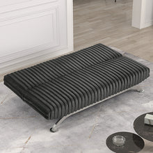 Load image into Gallery viewer, Villeneuve Futon Sofa Bed Black, Pink, &amp; Grey
