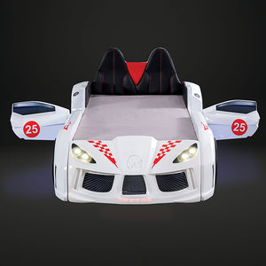 Trackster Bed White, Red,, Black, & Blue