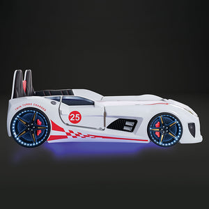 Trackster Bed White, Red,, Black, & Blue