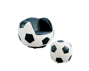 All Star Soccer: White & Black Chair & Ottoman (2Pc Pk)