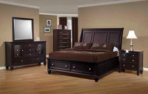 Sandy Beach Cappuccino King Sleigh Bed With Footboard Storage