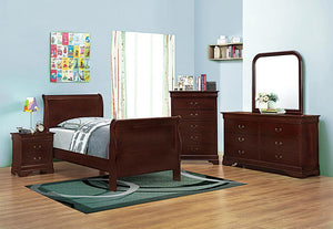 Louis Philippe Traditional Red Brown Twin Five-Piece Set