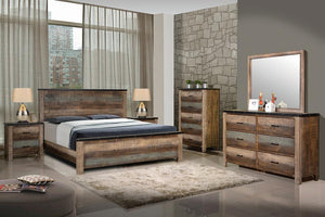 Sembene Bedroom Rustic Antique Multi-Color Queen Five-Piece Set