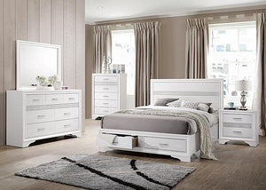 Miranda Contemporary White Queen Storage Bed