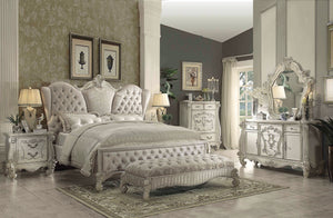 Versailles Ivory Velvet & Bone White Eastern King Bed