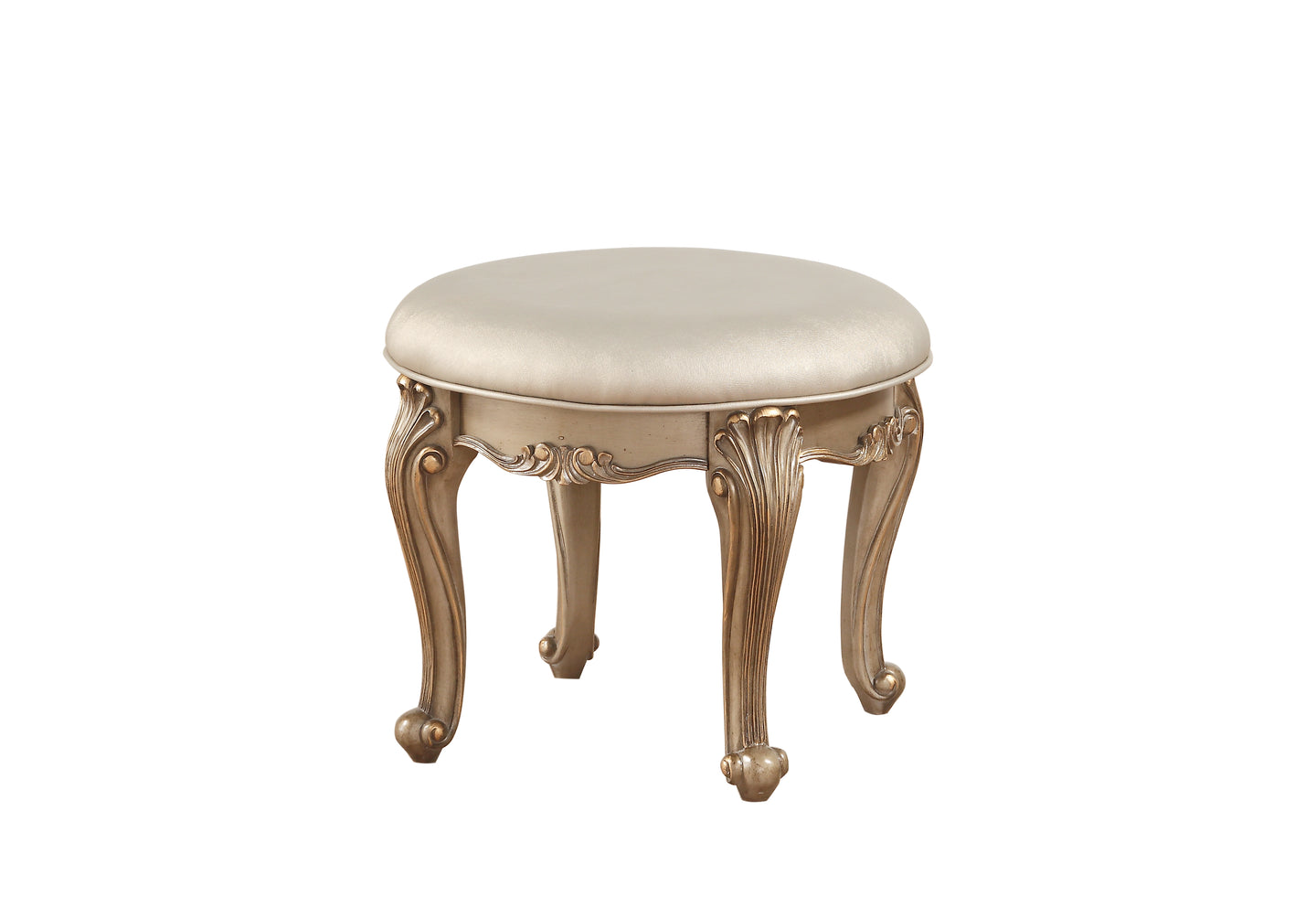 Orianne Champagne PU & Antique Gold Vanity Stool