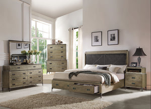 Athouman PU & Weathered Oak California King Bed