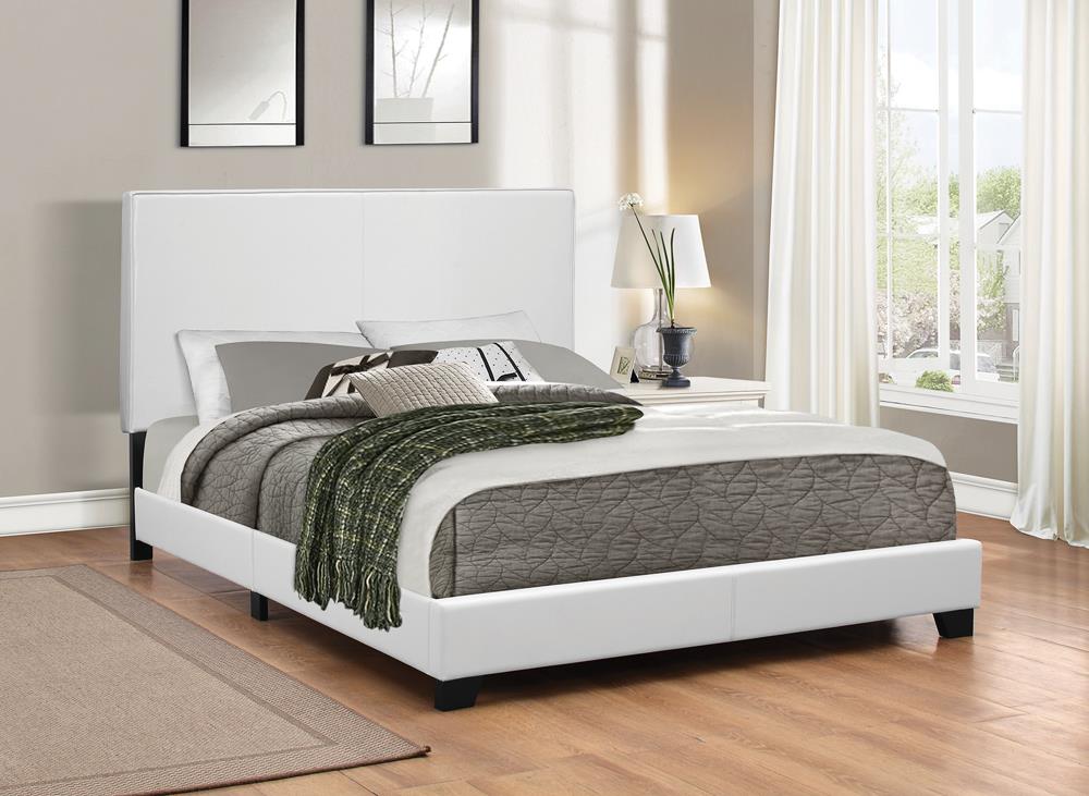 Mauve Upholstered Platform White Queen Bed