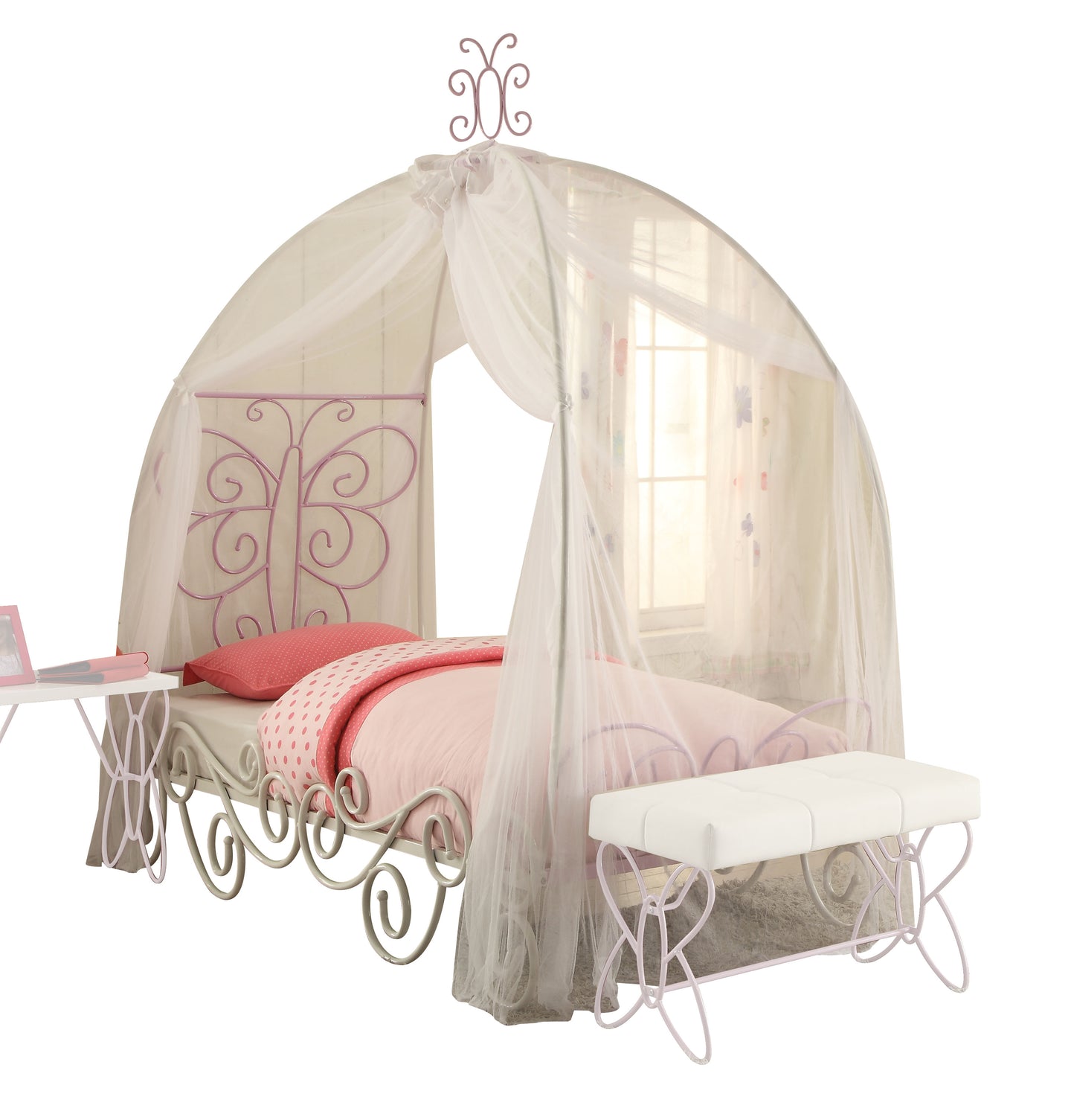 Priya II White & Light Purple Full Bed