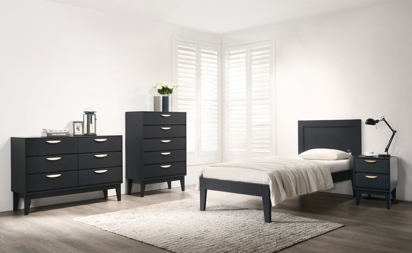 Courtney Midnight Blue Twin Bed