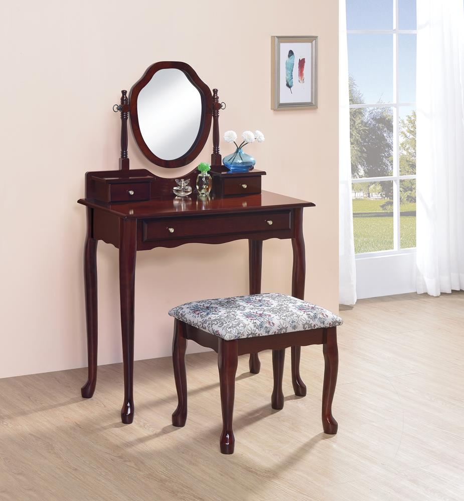 Traditional Brown-Red Vanity Set