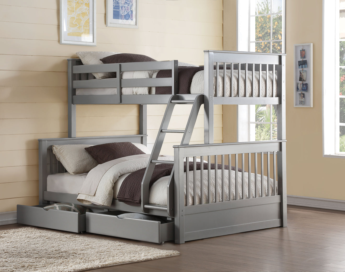 Haley II Gray Bunk Bed (Twin/Full)