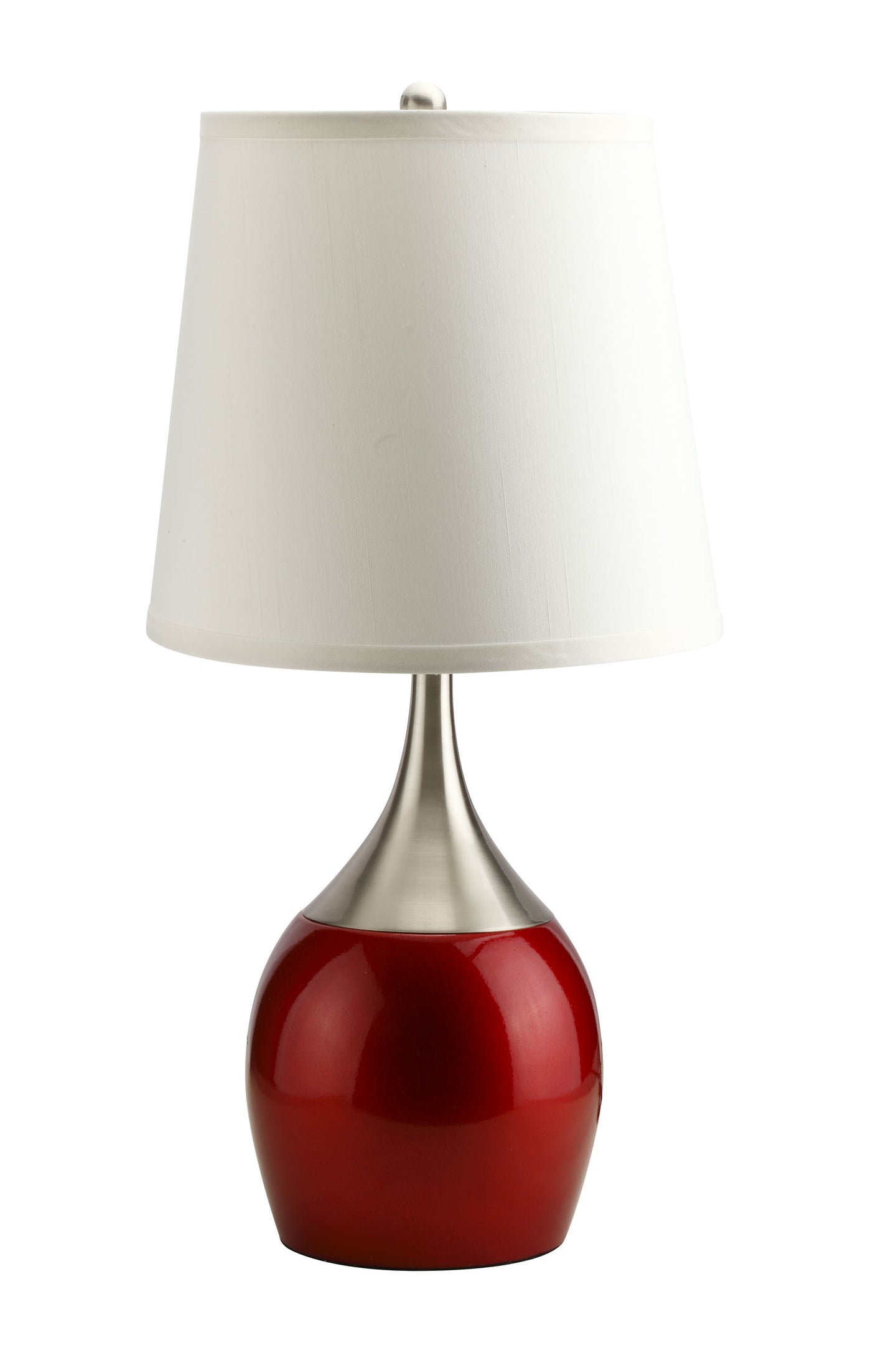 Willow Brushed Silver, Red Table Lamp