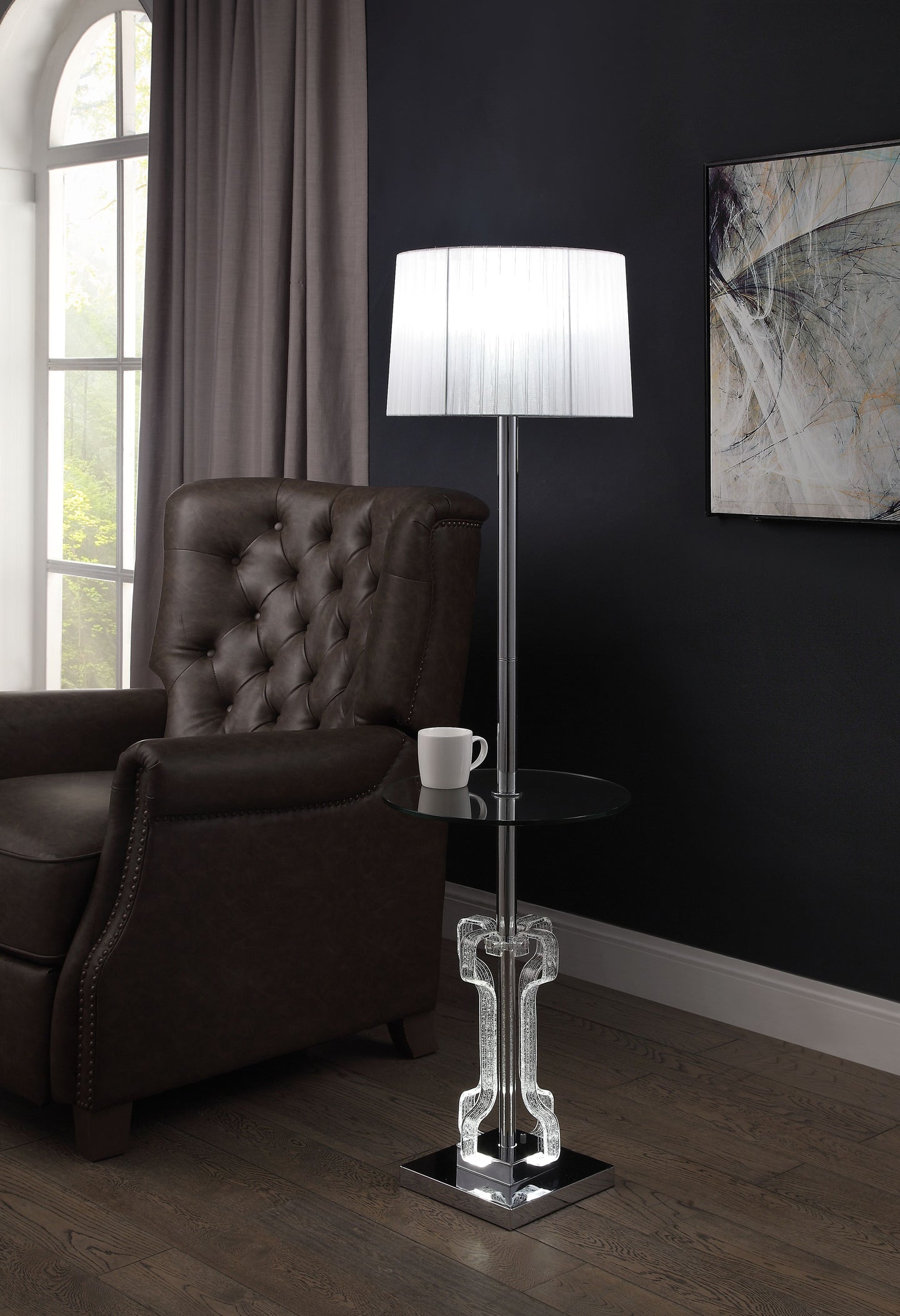 Melinda Clear Acrylic & Chrome Floor Lamp
