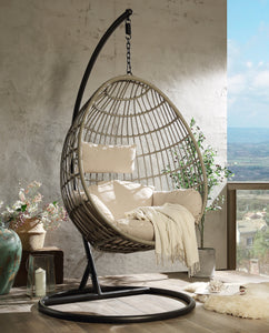Vasant Fabric & Wicker Patio Swing Chair with Stand