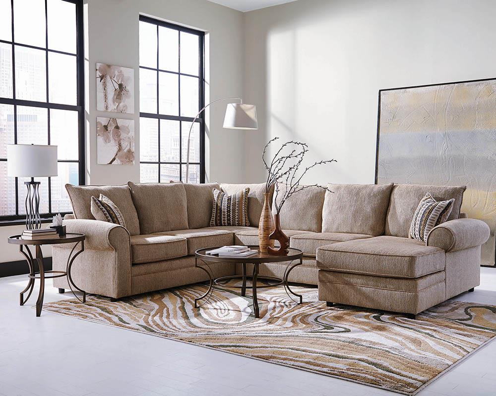 Fairhaven Transitional Cream Herringbone Sectional