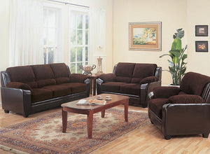 Monika Transitional Chocolate Three-Piece Living Room Set