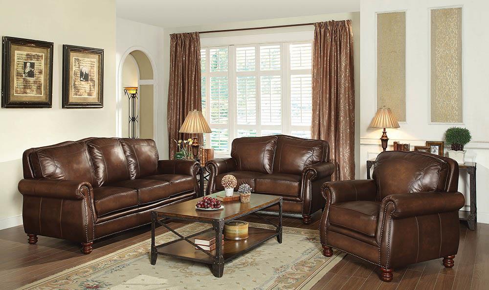 Montbrook Traditional Hand Rubbed Brown Sofa