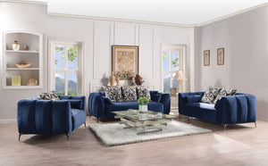 Hellebore Blue Velvet Sofa w/5 Pillows