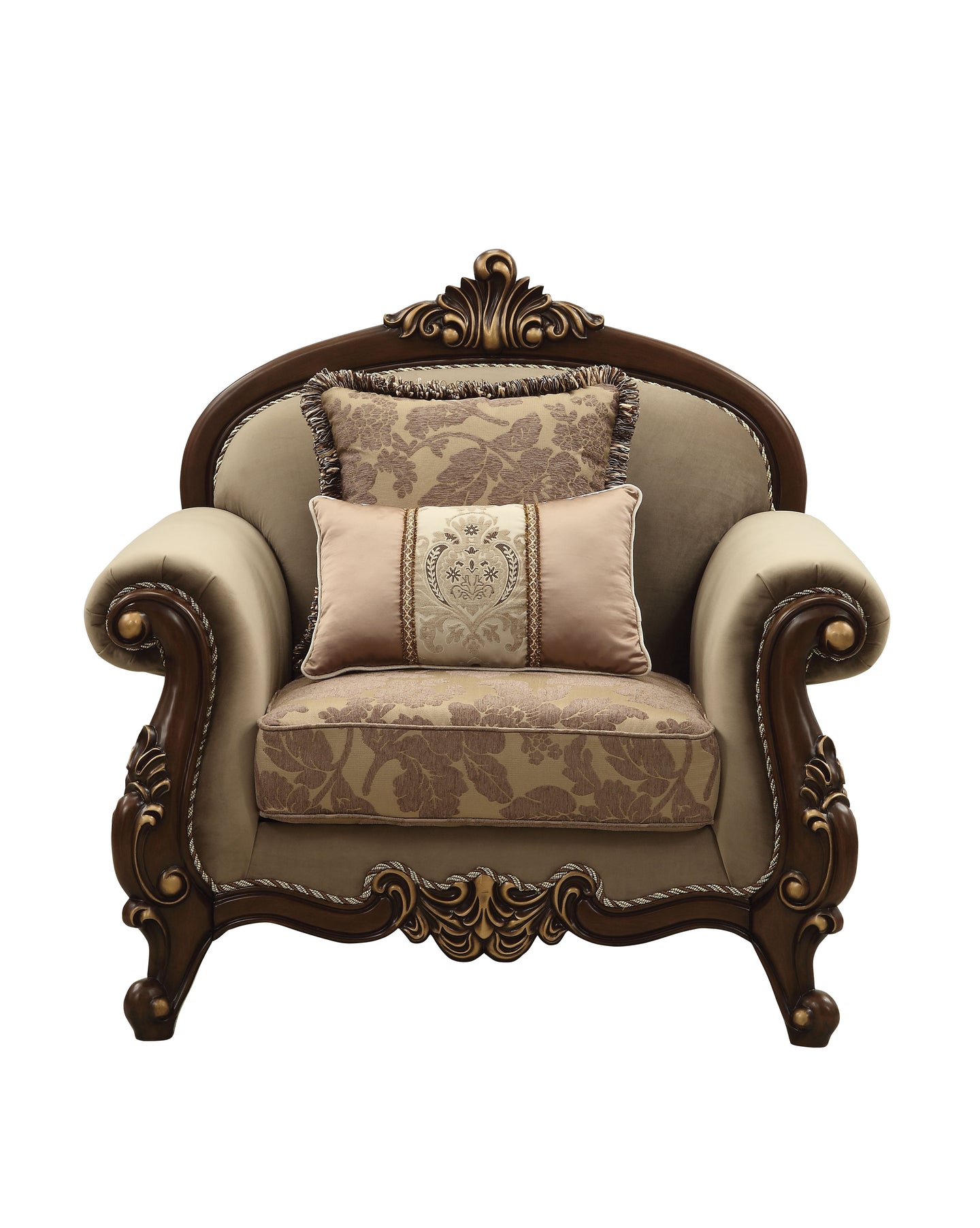 Mehadi Velvet & Walnut Chair & 2 Pillows